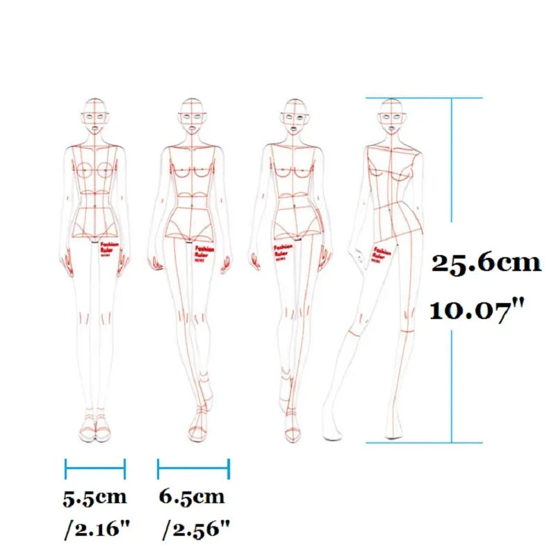 Fashion Illustration Rulers 4 Models Female Clothing Design Effect Di ...