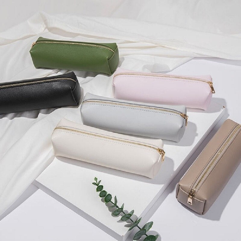 LEATHER PENCIL CASE Small Leather Brush Bag Artist Pencil Case Small Pencil  Case Leather Cosmetic Bag 